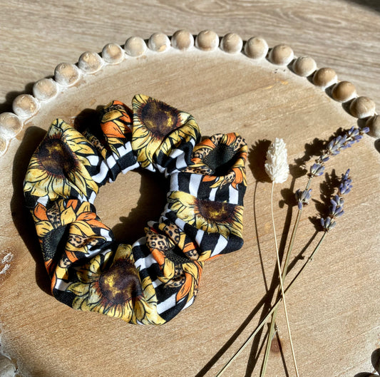 Stripes and Sunflowers Scrunchie